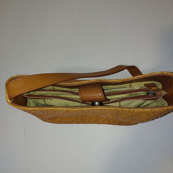 Fossil Basket Wave Woven Leather Handle Purse - Picture 7 of 12